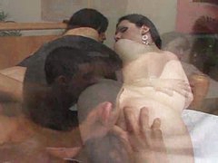 Guy drills 2 brunette trannies